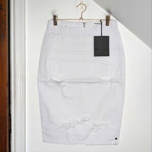 ONE TEASPOON White Beauty Freelove Cotton Distressed Denim Skirt NEW Size 26